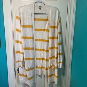 Long-sleeve White Cardigan with Gold Stripes from Old Navy size XXL